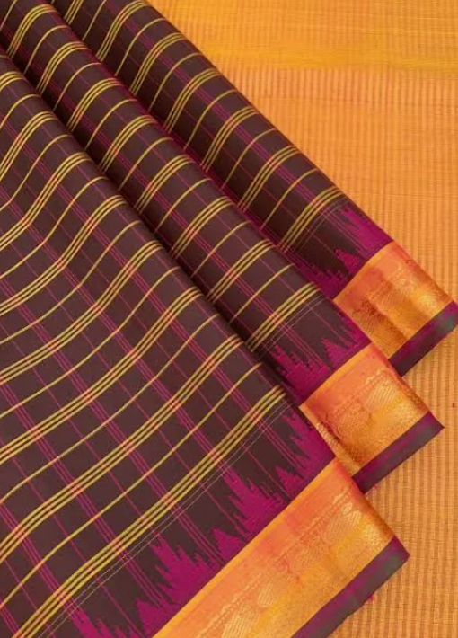 Gadwal Saree Coffee Dark Brown